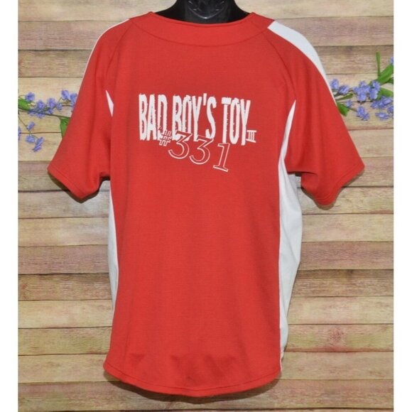 Champion Men's Red Button Front Baseball Jersey Size XL V-Neck Bullseye Racing - Picture 5 of 9